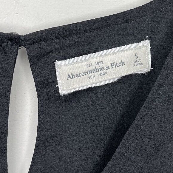 ABERCROMBIE & FITCH Top Womens Small Black V-Neck Popover Blouse Layered Relaxed - Picture 7 of 8